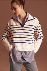 Striped Knitted Polo Shirt