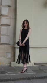 Linen Dress with Fringe Detail
