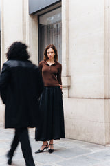 Ribbed Viscose Polo Top