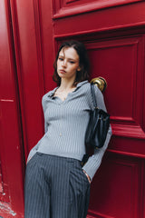 Ribbed Viscose Polo Top