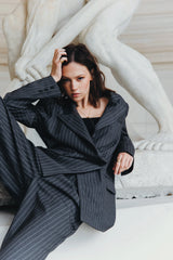 Masculine-Style Pinstripe Suit