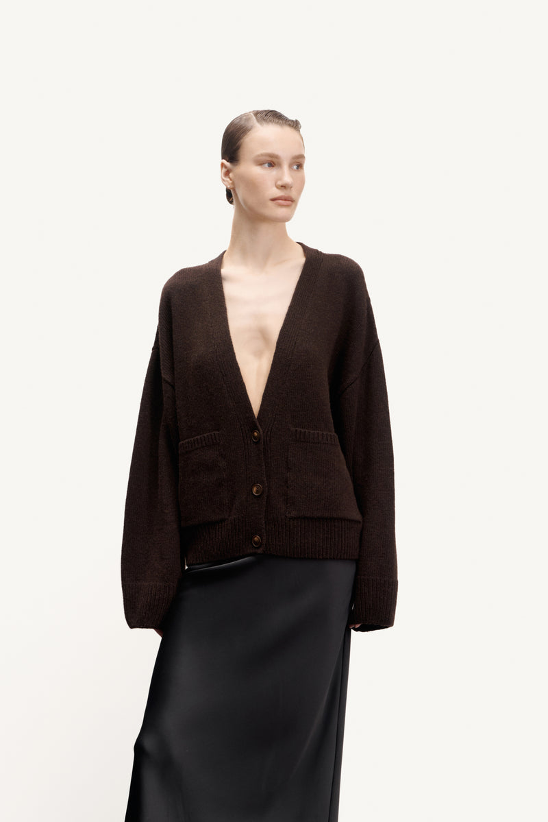 Шоколадний кардиган з мериносової вовни