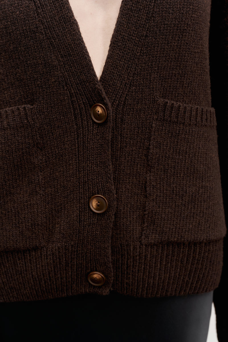 Шоколадний кардиган з мериносової вовни